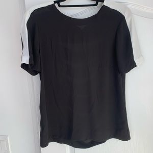 BCBG black and white cut out back shirt